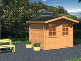 Palmako Blockbohlenhaus Emma 4,6 28 mm braune Tauchgrundierung