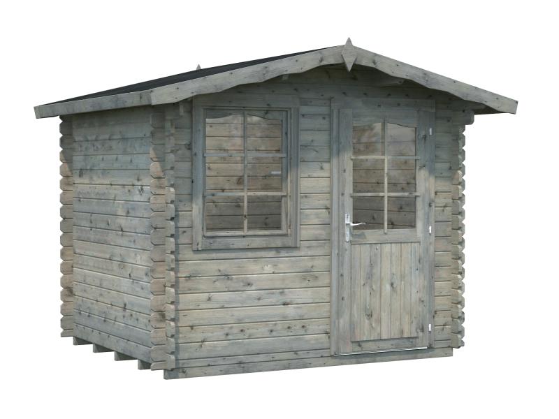 Palmako Blockbohlenhaus Emma 4,6 28 mm graue Tauchgrundierung