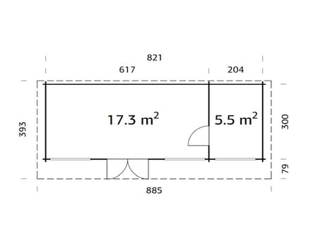 Palmako Blockbohlenhaus Heidi 22,8 3-Raum 70 mm natur