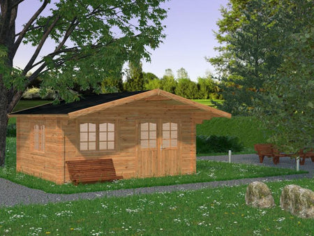 Palmako Blockbohlenhaus Helena 15,1 70 mm braune Tauchgrundierung