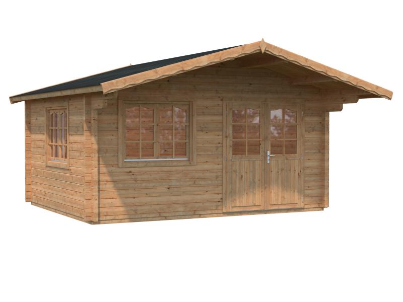 Palmako Blockbohlenhaus Helena 15,1 70 mm braune Tauchgrundierung