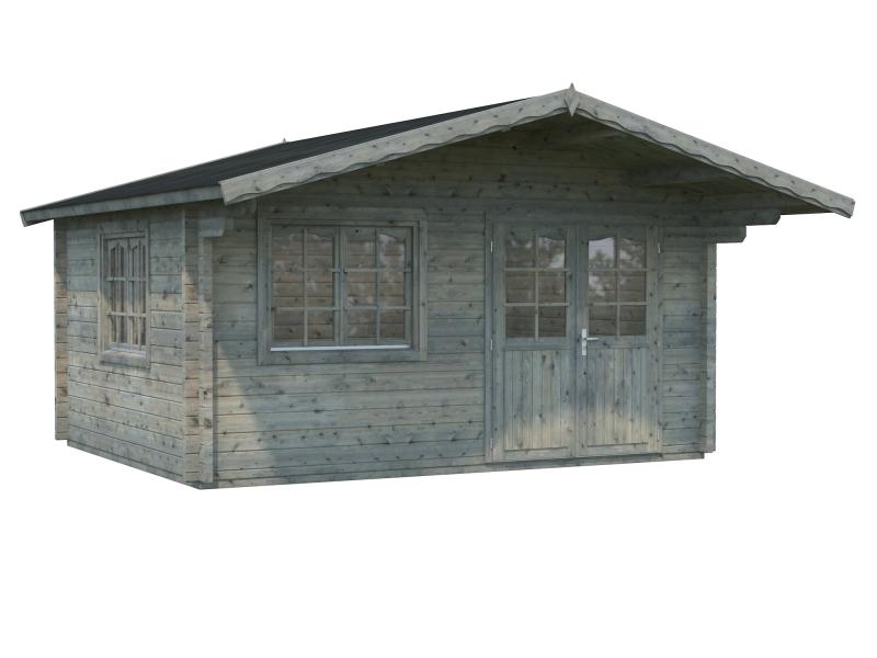 Palmako Blockbohlenhaus Helena 15,1 70 mm graue Tauchgrundierung