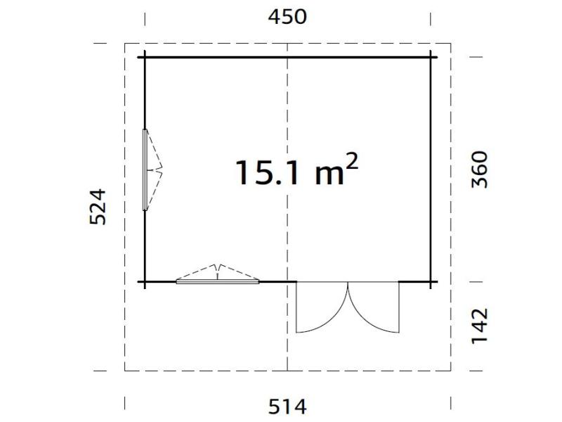 Palmako Blockbohlenhaus Helena 15,1 70 mm graue Tauchgrundierung