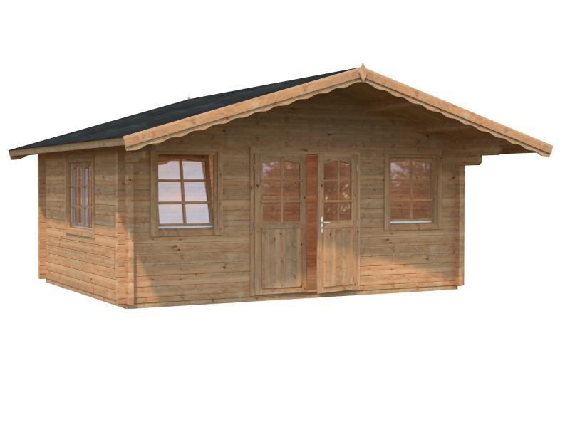 Palmako Blockbohlenhaus Helena 18,6 70 mm braune Tauchgrundierung