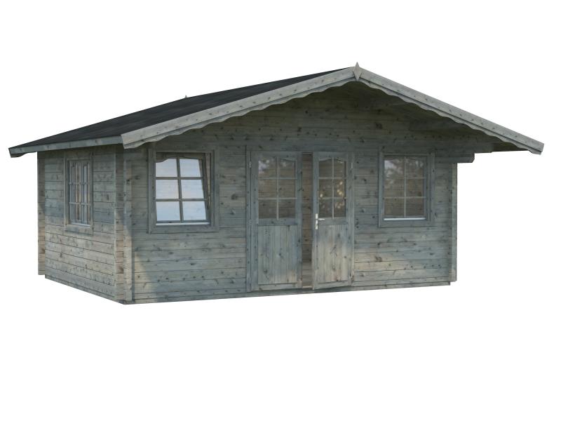 Palmako Blockbohlenhaus Helena 18,6 70 mm graue Tauchgrundierung