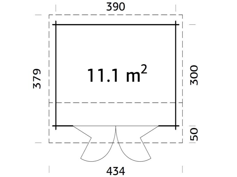 Palmako Blockbohlenhaus Ines 11,1 mit Falttür 44 mm natur