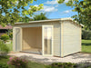 Palmako Blockbohlenhaus Ines 13,7 mit Falttür 44 mm natur