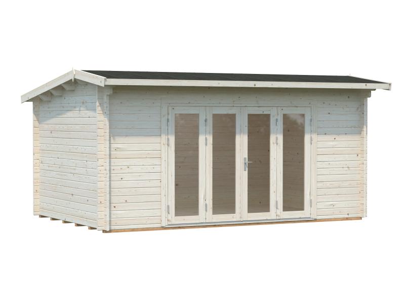 Palmako Blockbohlenhaus Ines 13,7 mit Falttür 44 mm natur