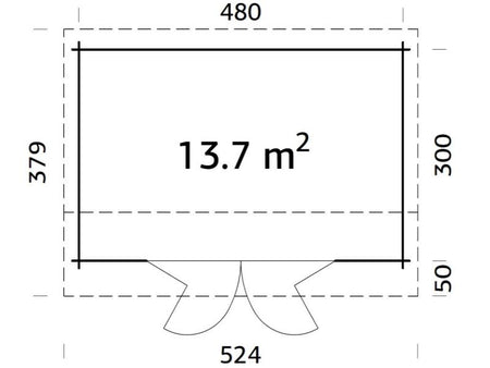 Palmako Blockbohlenhaus Ines 13,7 mit Falttür 44 mm natur