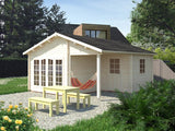 Palmako Blockbohlenhaus Irene 2-Raum 21,9 + 5,2 44 mm natur