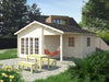 Palmako Blockbohlenhaus Irene 2-Raum 21,9 + 5,2 44 mm transparente Tauchgrundierung