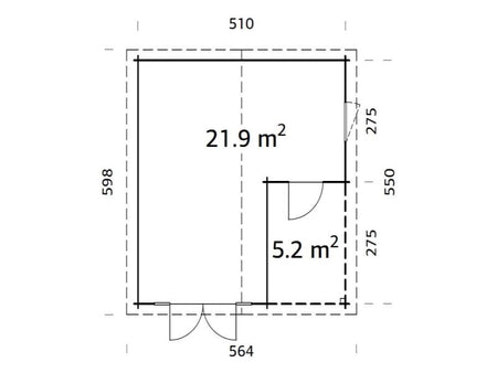 Palmako Blockbohlenhaus Irene 2-Raum 21,9 + 5,2 44 mm graue Tauchgrundierung
