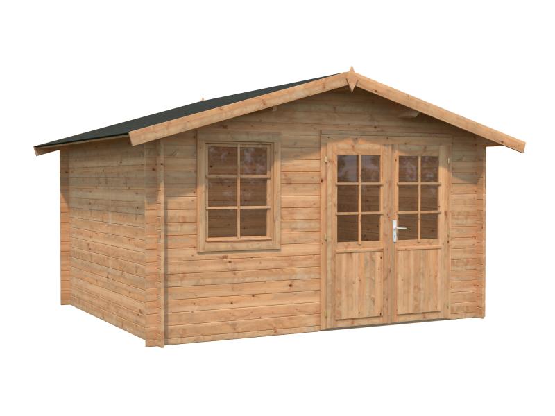 Palmako Blockbohlenhaus Klara 10,4 28 mm braune Tauchgrundierung