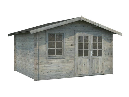 Palmako Blockbohlenhaus Klara 10,4 28 mm graue Tauchgrundierung