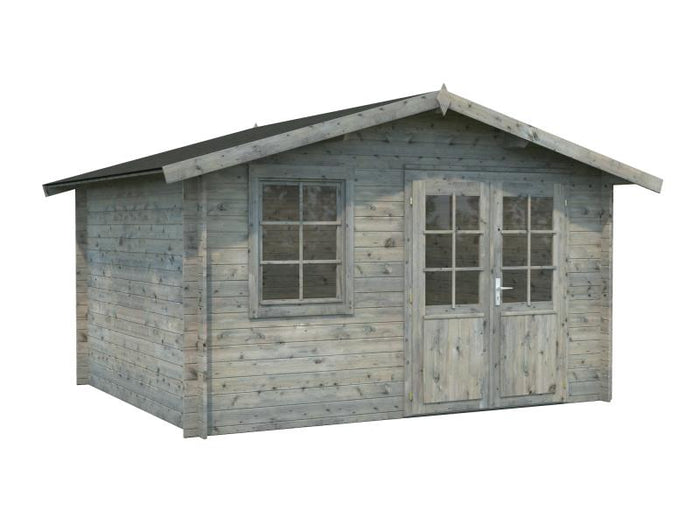 Palmako Blockbohlenhaus Klara 10,4 28 mm graue Tauchgrundierung