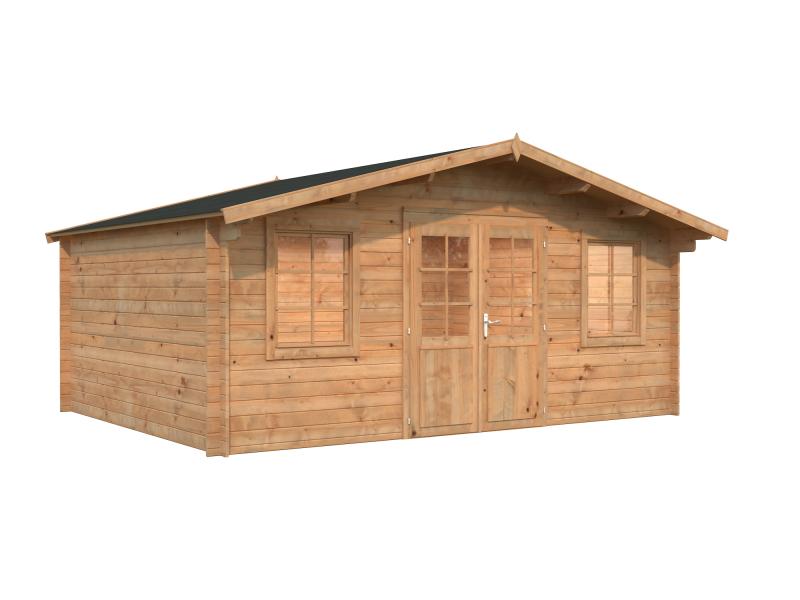 Palmako Blockbohlenhaus Klara 17,0 28 mm braune Tauchgrundierung