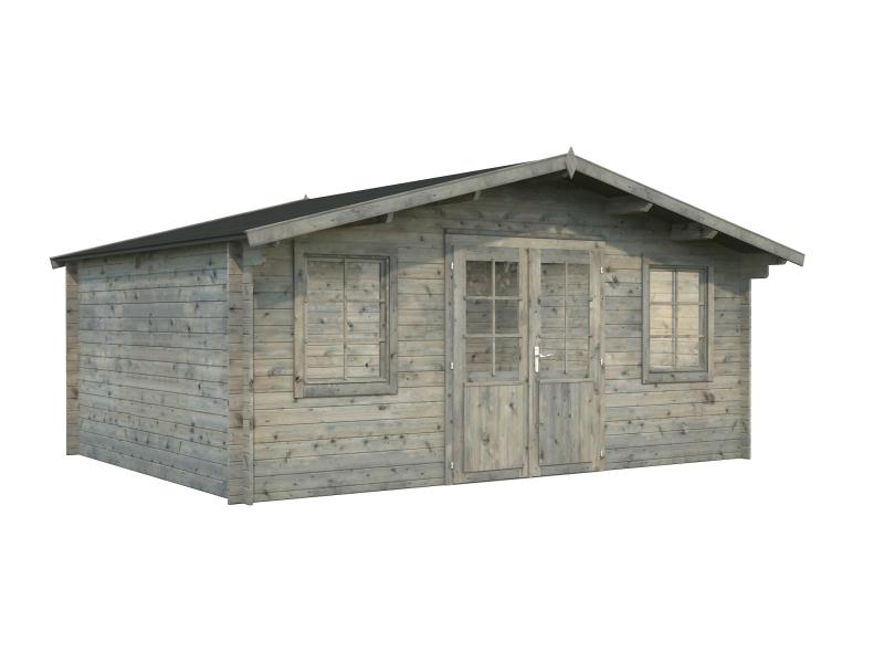 Palmako Blockbohlenhaus Klara 17,0 28 mm graue Tauchgrundierung