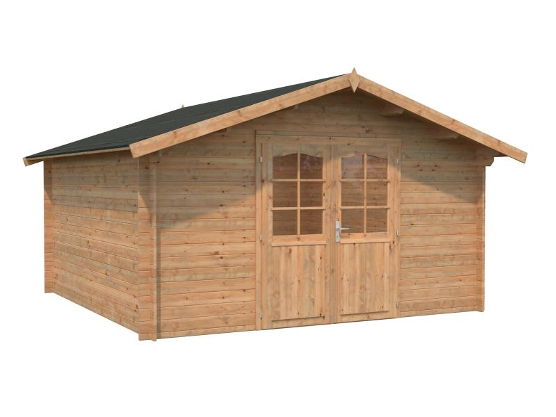 Palmako Blockbohlenhaus Lotta 13,9 34 mm braune Tauchgrundierung