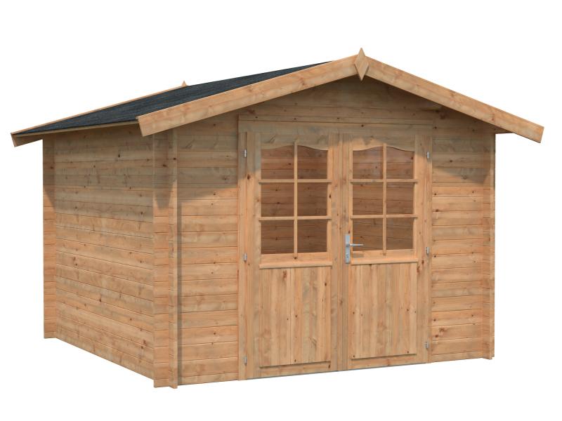 Palmako Blockbohlenhaus Lotta 7,3 28 mm braune Tauchgrundierung
