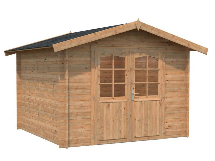 Palmako Blockbohlenhaus Lotta 7,3 28 mm braune Tauchgrundierung