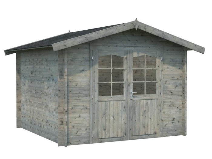 Palmako Blockbohlenhaus Lotta 7,3 28 mm graue Tauchgrundierung