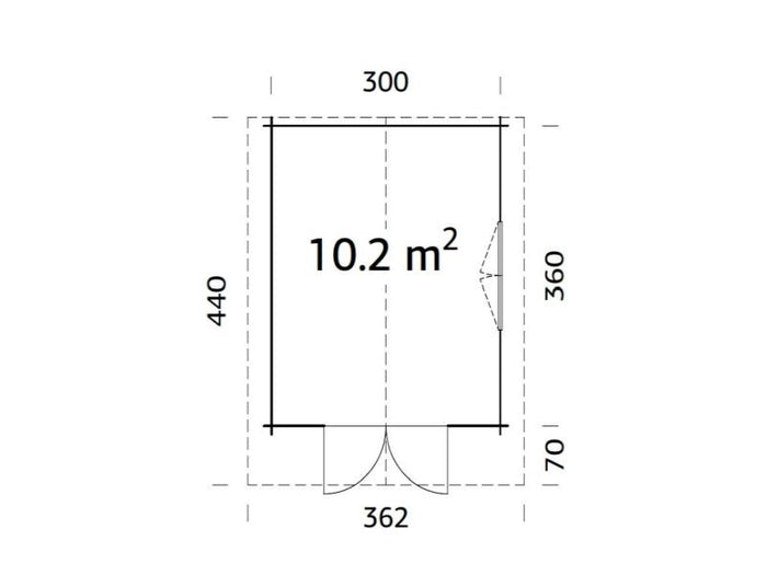 Palmako Blockbohlenhaus Sally 10,2 44 mm braune Tauchgrundierung
