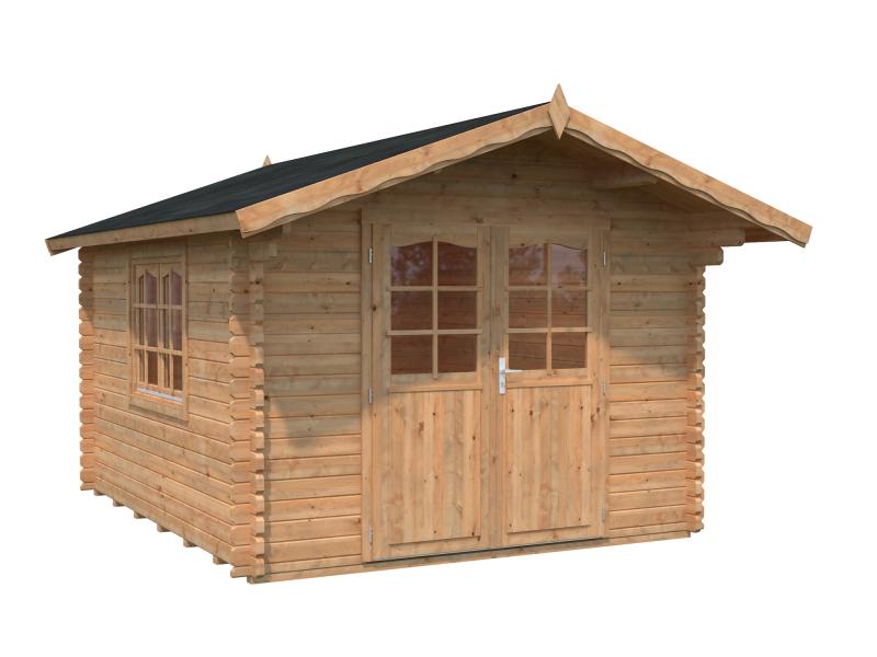 Palmako Blockbohlenhaus Sally 12,3 44 mm braune Tauchgrundierung