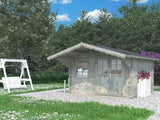Palmako Blockbohlenhaus Sally 12,3 44 mm graue Tauchgrundierung