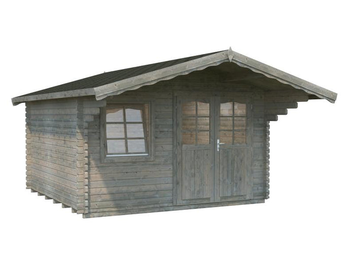 Palmako Blockbohlenhaus Sally 12,3 44 mm graue Tauchgrundierung