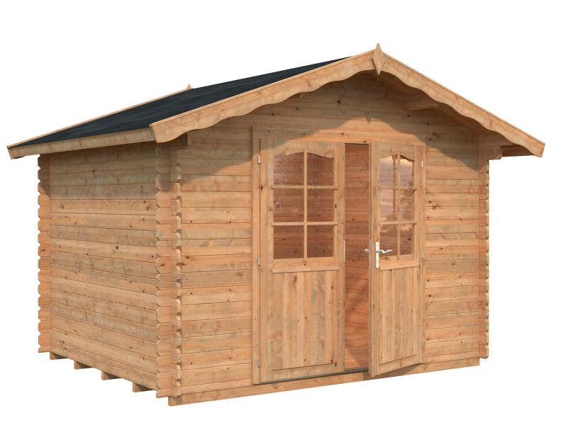 Palmako Blockbohlenhaus Vivian 6,9 28 mm braune Tauchgrundierung
