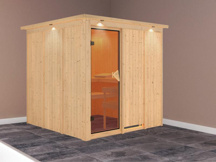 Rodin - Karibu Sauna ohne Ofen - mit Dachkranz -