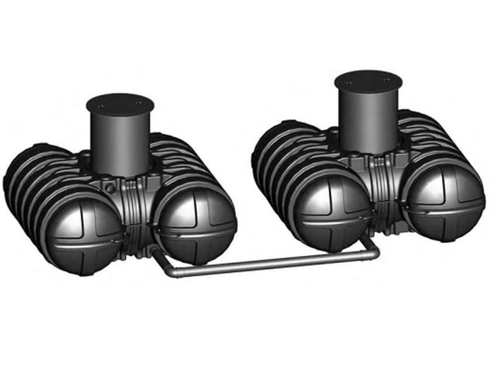 Roth Flachtank - Zisterne Twinbloc 10000 Liter (2 x 5000 L) mit Filterkorb, höhenverstabllbarem Doms