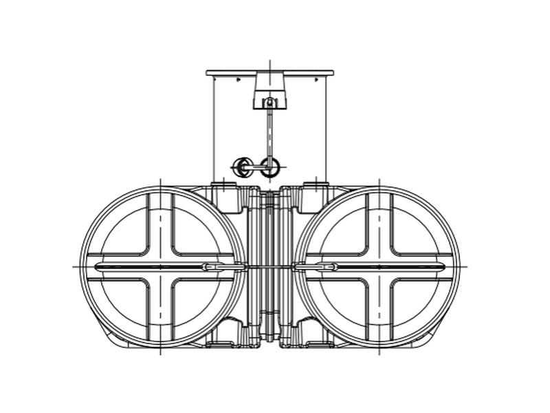 Roth Flachtank - Zisterne Twinbloc Garten-Set 3500 Liter mit Tauchpumpe
