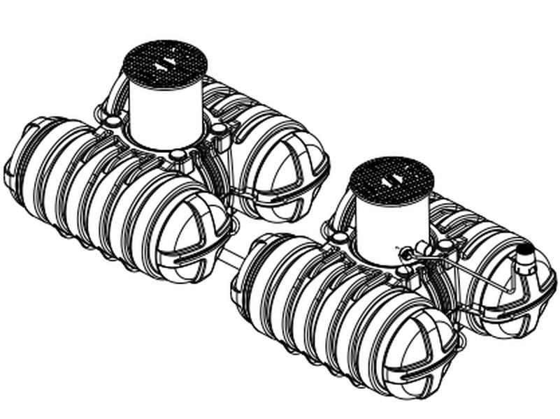 Roth Flachtank - Zisterne Twinbloc Garten-Set 7000 Liter (2 x 3500 L) mit Tauchpumpe