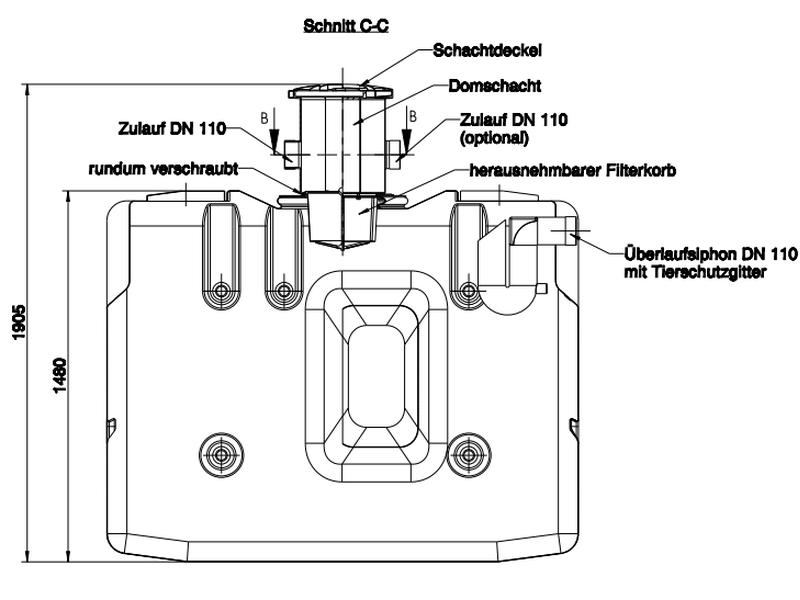 Roth Regenwasser Sammelbehälter 1500 Liter inkl. Filterkorb