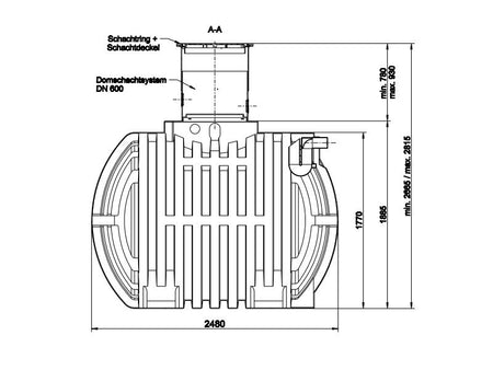 Roth Regenwasser-Zisterne 4500 Liter inkl. Domschacht, Deckel und Überlaufsiphon