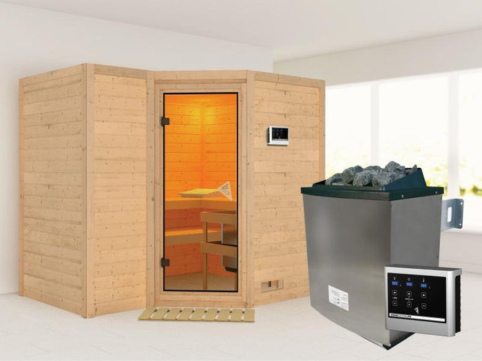 Sahib 2 - Karibu Sauna inkl. 9-kW-Ofen - ohne Dachkranz -