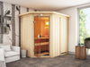 Saja - Karibu Sauna Plug & Play ohne Ofen - mit Dachkranz -