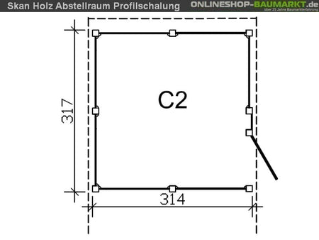 Skan Holz Abstellraum C2 für Carport 314 x 317 cm Profilschalung