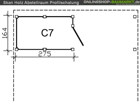 Skan Holz Abstellraum C7 für Carport 275 x 164 cm Profilschalung