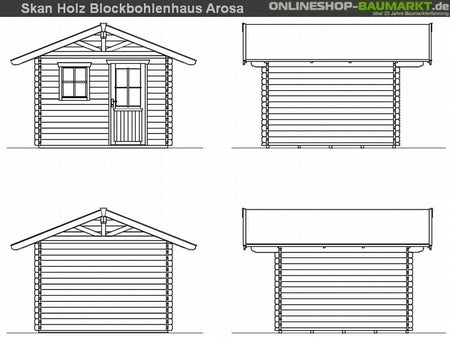Skan Holz Blockbohlenhaus Arosa Größe 2, 300 x 300 cm