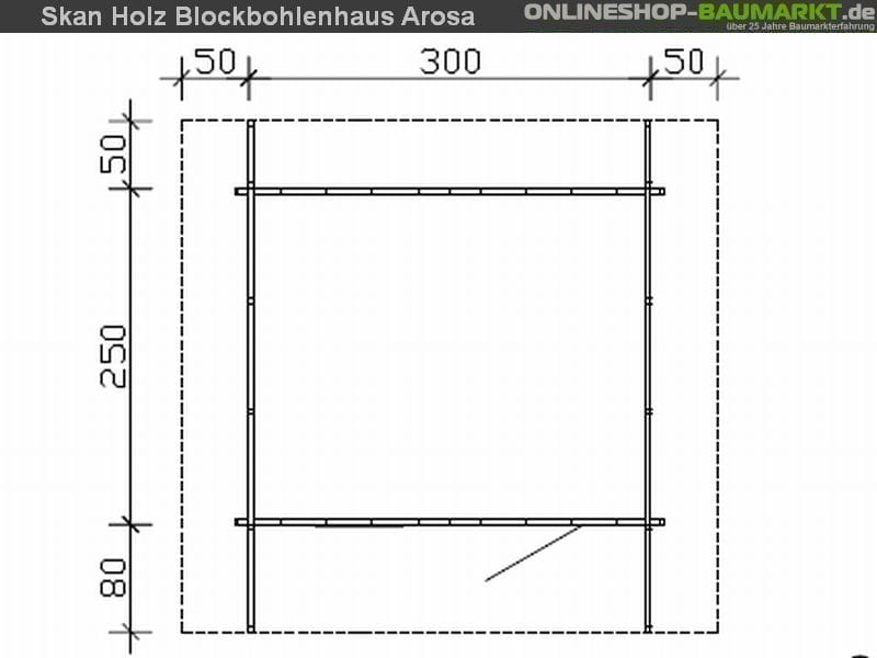 Skan Holz Blockbohlenhaus Arosa Größe 2, 300 x 300 cm
