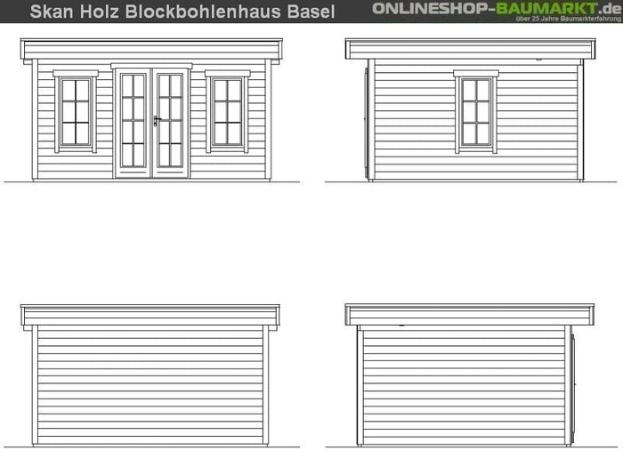 Skan Holz Blockbohlenhaus Basel 2 45plus, 420 x 380 cm