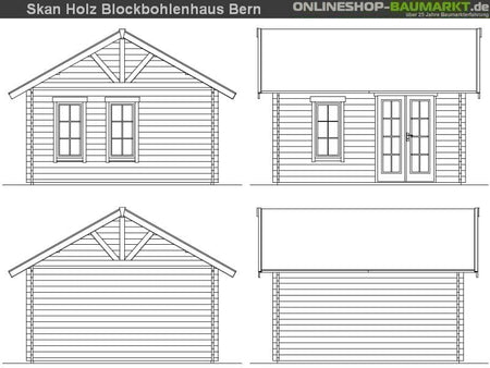 Skan Holz Blockbohlenhaus Bern 1 45plus, 420 x 420 cm