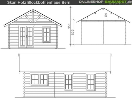 Skan Holz Blockbohlenhaus Bern 4 45plus, 660 x 420 cm