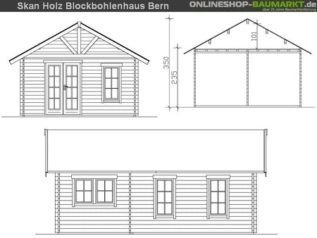 Skan Holz Blockbohlenhaus Bern 4 45plus, 660 x 420 cm