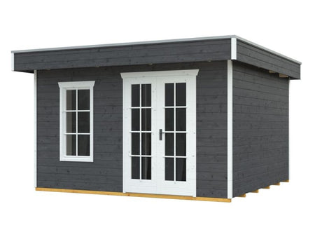 Skan Holz Blockbohlenhaus Breda in schiefergrau, 380 x 300 cm