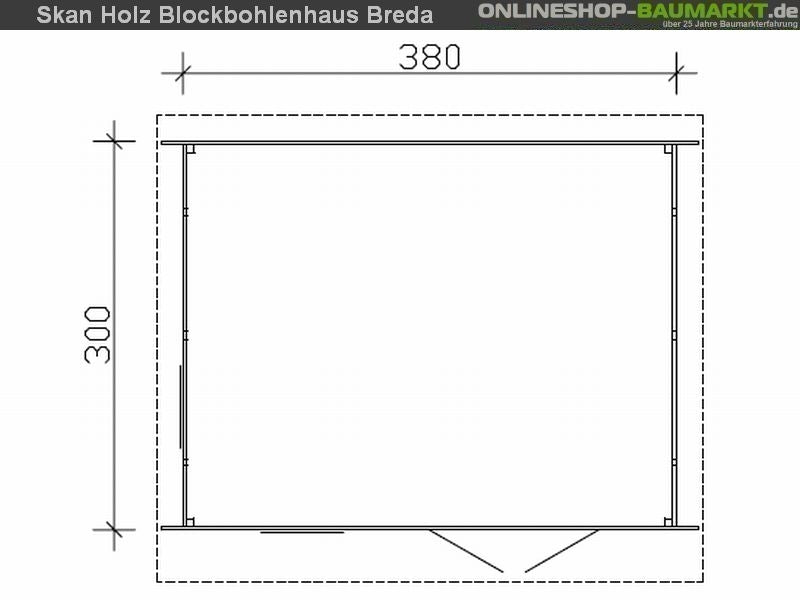 Skan Holz Blockbohlenhaus Breda in schiefergrau, 380 x 300 cm