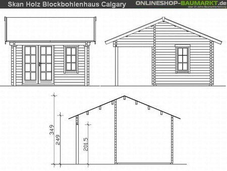 Skan Holz Blockbohlenhaus Calgary 70plus, 380 x 300 cm