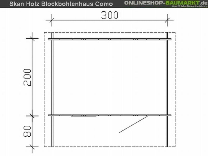 Skan Holz Blockbohlenhaus Como Größe 1, 300 x 200 cm